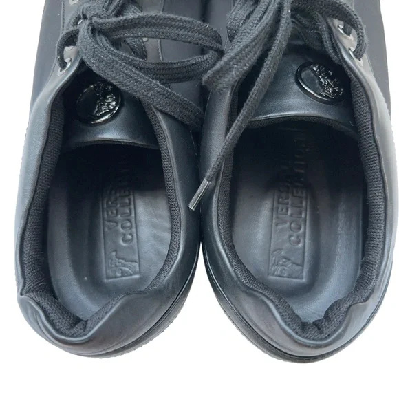 Versace Collection Noir Runaway Black Low Top Sneakers Paneled Mens EU 45 US 12 - Picture 7 of 8